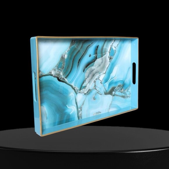 Spsyrine Decorative Tray, Plastic Marble Serving Tray EUC - Picture 1 of 6